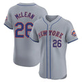 NY.Mets #26 Nolan McLean Player Gray Road Limited Elite Home Gdoa Stitched Jerseys