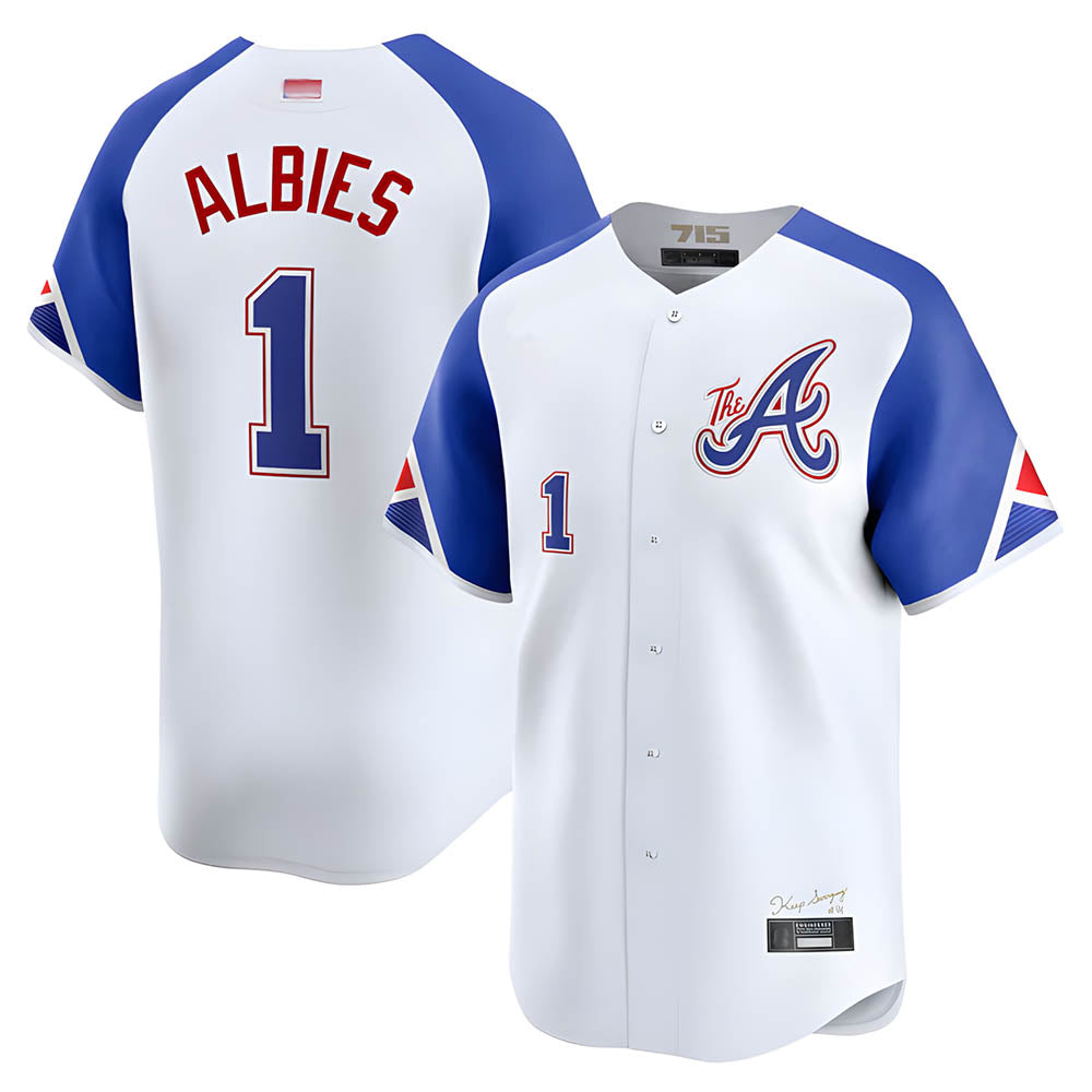 A.Braves #1 Ozzie Albies Player Blue City Connect Stitched Jerseys