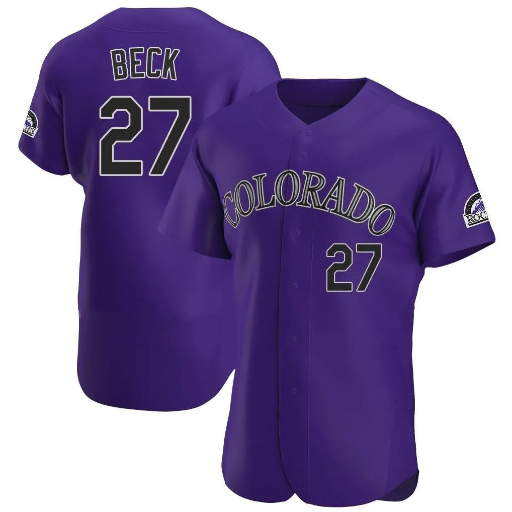 C.Rockies #27 Jordan Beck Player Purple Limited Elite Home Gdoa Stitched Jerseys