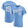KC.Royals #19 Michael Massey Player Light Blue Alt Limited Elite Home Gdoa Stitched Jerseys