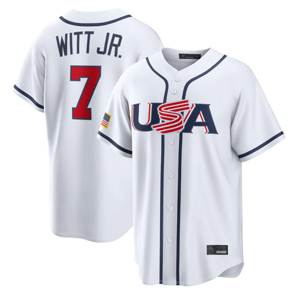 KC.Royals #7 Bobby Witt Jr. Player White USA 2026 World Classic Game Gdoa Stitched Jerseys