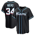 M.Marlins #34 Liam Hicks Player Black Fashion Out Home Game Gdoa Stitched Jerseys