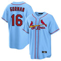 St. Louis Cardinals #16 Nolan Gorman Player Light Blue Home Game Stitched Jerseys