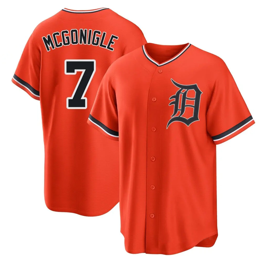 D.Tigers #7 Kevin McGonigle Player Orange Home Game Gdoa Stitched Jerseys