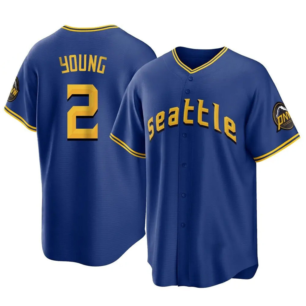 S.Mariners #2 Cole Young Player Royal City Connect Home Game Gdoa Stitched Jerseys