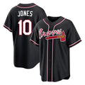 A.Braves #10 Chipper Jones Player Black Fashion Out Game Gdoa Stitched Jerseys