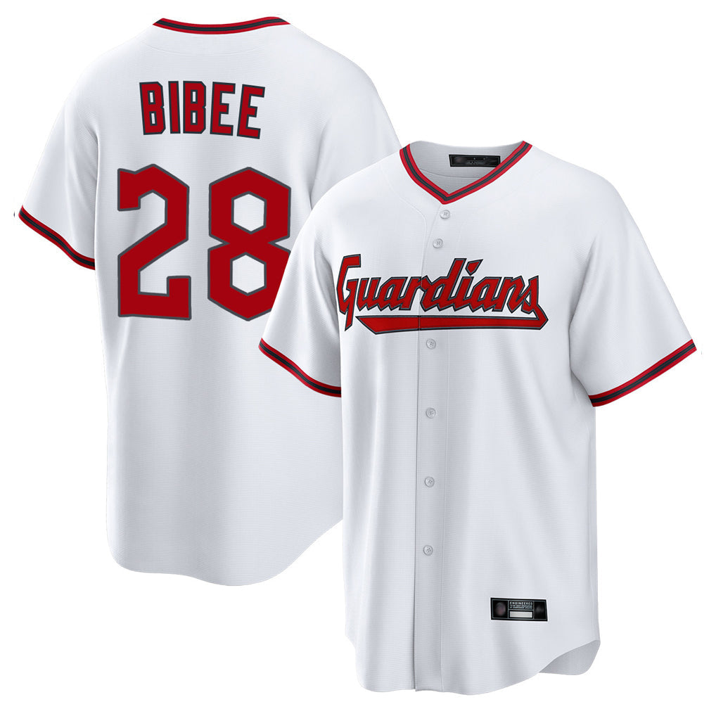 C.Guardians #28 Tanner Bibee Player White Game Home Gdoa Stitched Jerseys