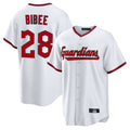C.Guardians #28 Tanner Bibee Player White Game Home Gdoa Stitched Jerseys