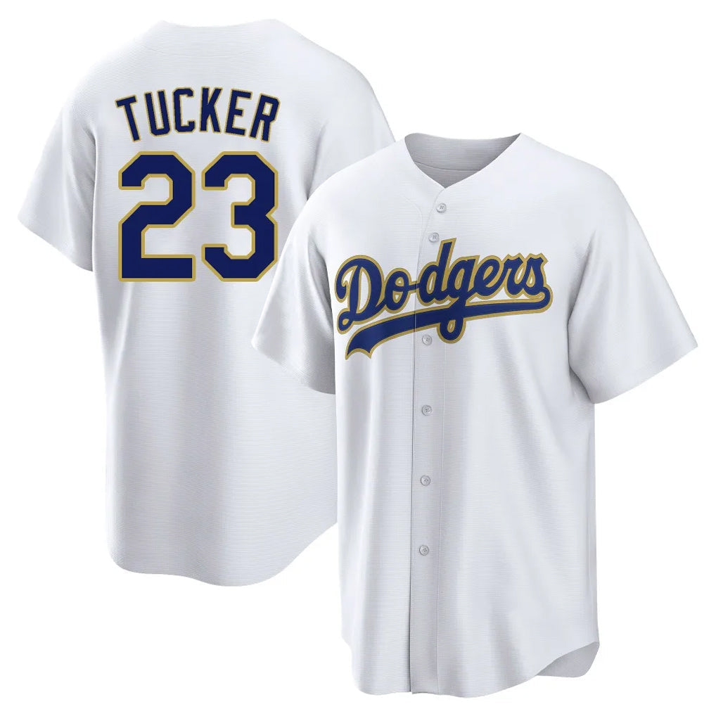 LA.Dodgers #23 Kyle Tucker Player Gold White 2026 Collection Stadium Game Gdoa Stitched Jerseys