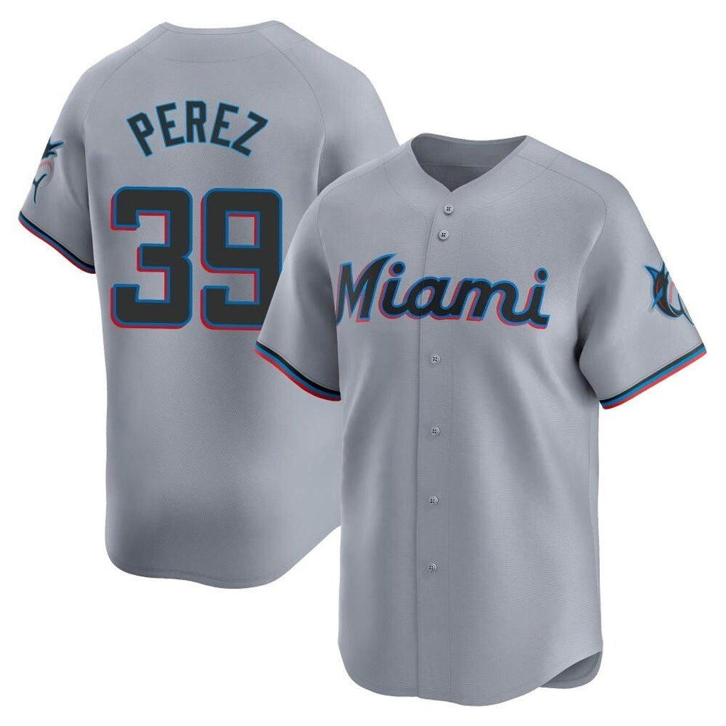 M.Marlins #39 Eury Perez Player Gray Home Limited Gdoa Stitched Jerseys