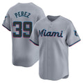 M.Marlins #39 Eury Perez Player Gray Home Limited Gdoa Stitched Jerseys