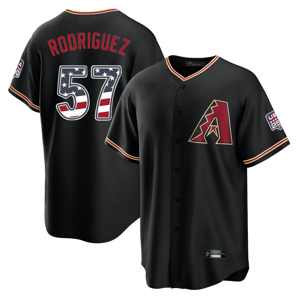 A.Diamondbacks #57 Eduardo Rodriguez Player Black USA 250 Fourth of July Game Home Gdoa250Ys Stitched Jerseys