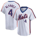NY.Mets #4 Francisco Alvarez Player White Cooperstown Collection T-shirt Game Gdoa Stitched Jerseys