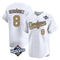 LA.Dodgers #8 Enrique Hern¨¢ndez Player Gold World Series Collection Limited Home Gdoa Stitched Jerseys