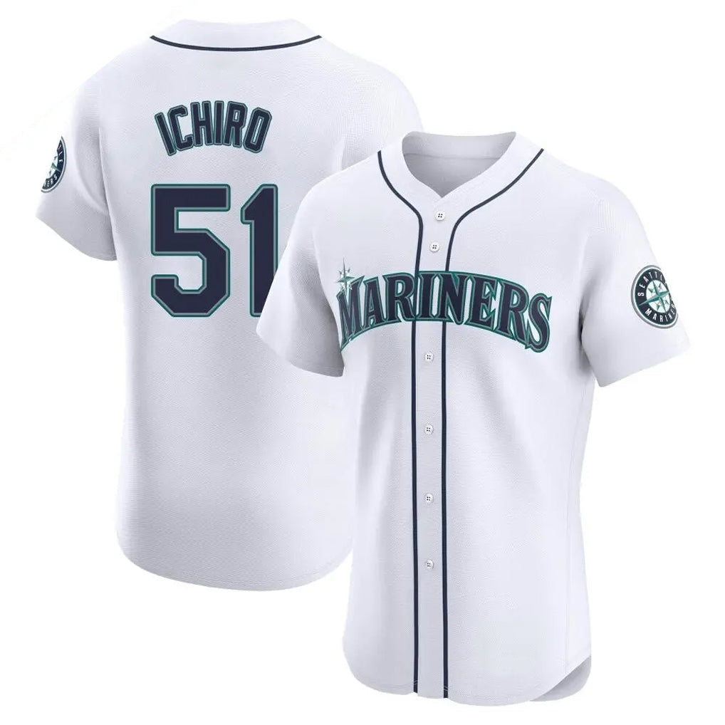 S.Mariners #51 Ichiro Suzuki Player White Home Limited Elite Stitched Jerseys
