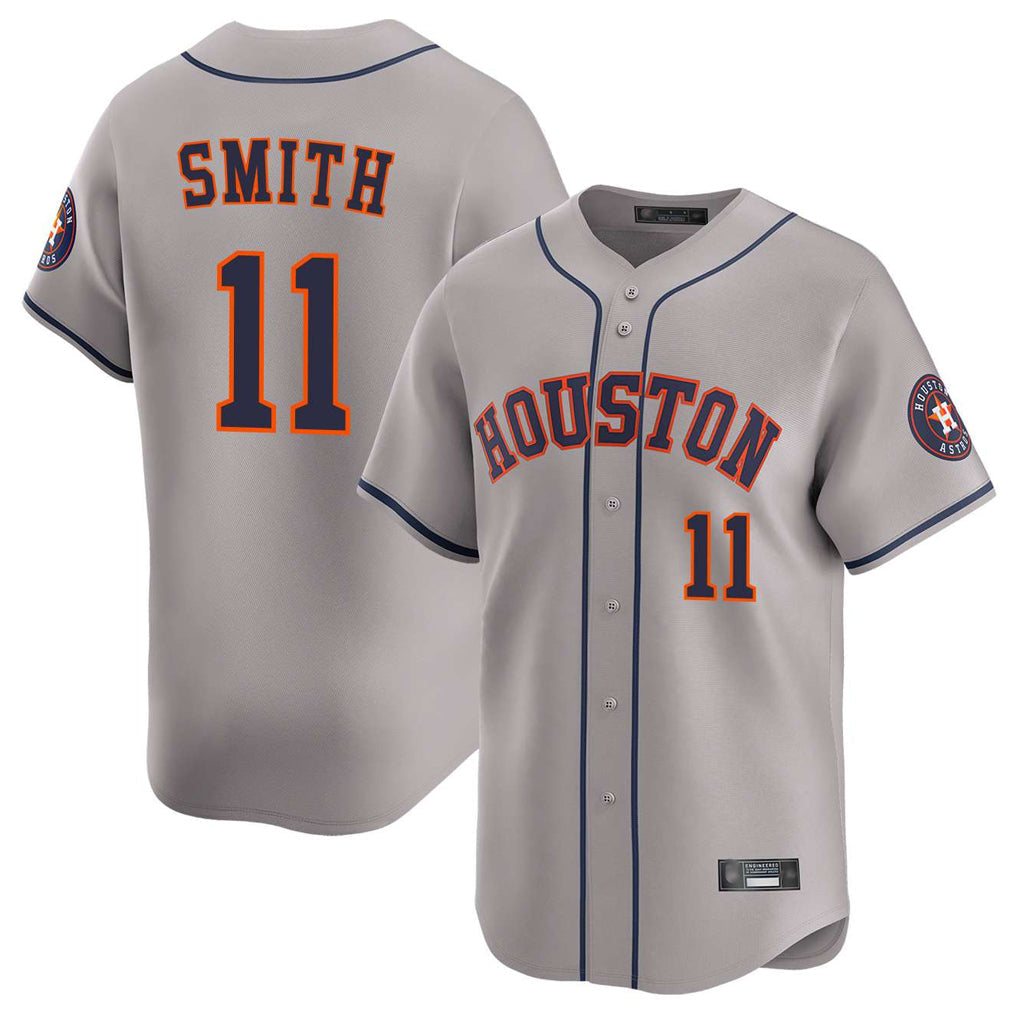 H.Astros #11 Cam Smith Player Gray Home Limited Gdoa Stitched Jerseys