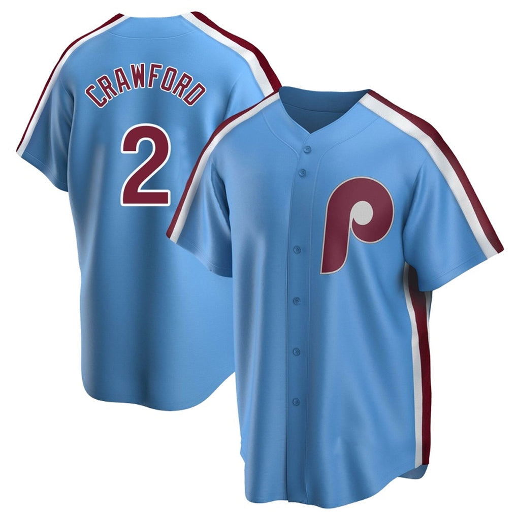 P.Phillies #2 Justin Crawford Player Light Blue Home Game Stitched Jerseys