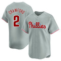 P.Phillies #2 Justin Crawford Player Gray Home Limited Gdoa Stitched Jerseys