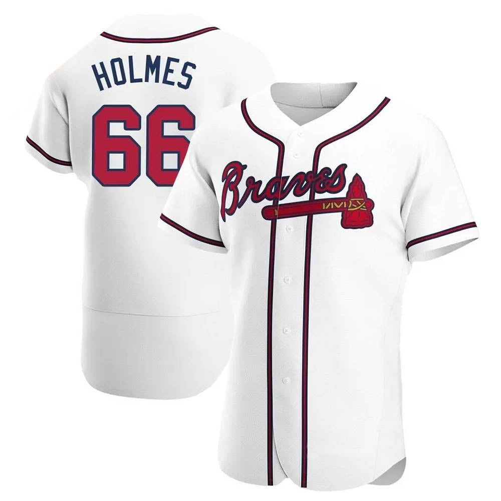A.Braves #66 Grant Holmes Player White Authentic Home Stitched Jerseys