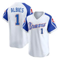A.Braves #1 Ozzie Albies player White Limited Throwback Cooperstown Collection Stitched Jerseys