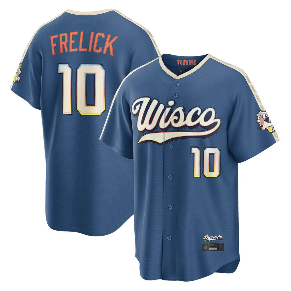 M.Brewers #10 Sal Frelick Player Blue 2026 City Connect Home Game Gdoa Stitched Jerseys