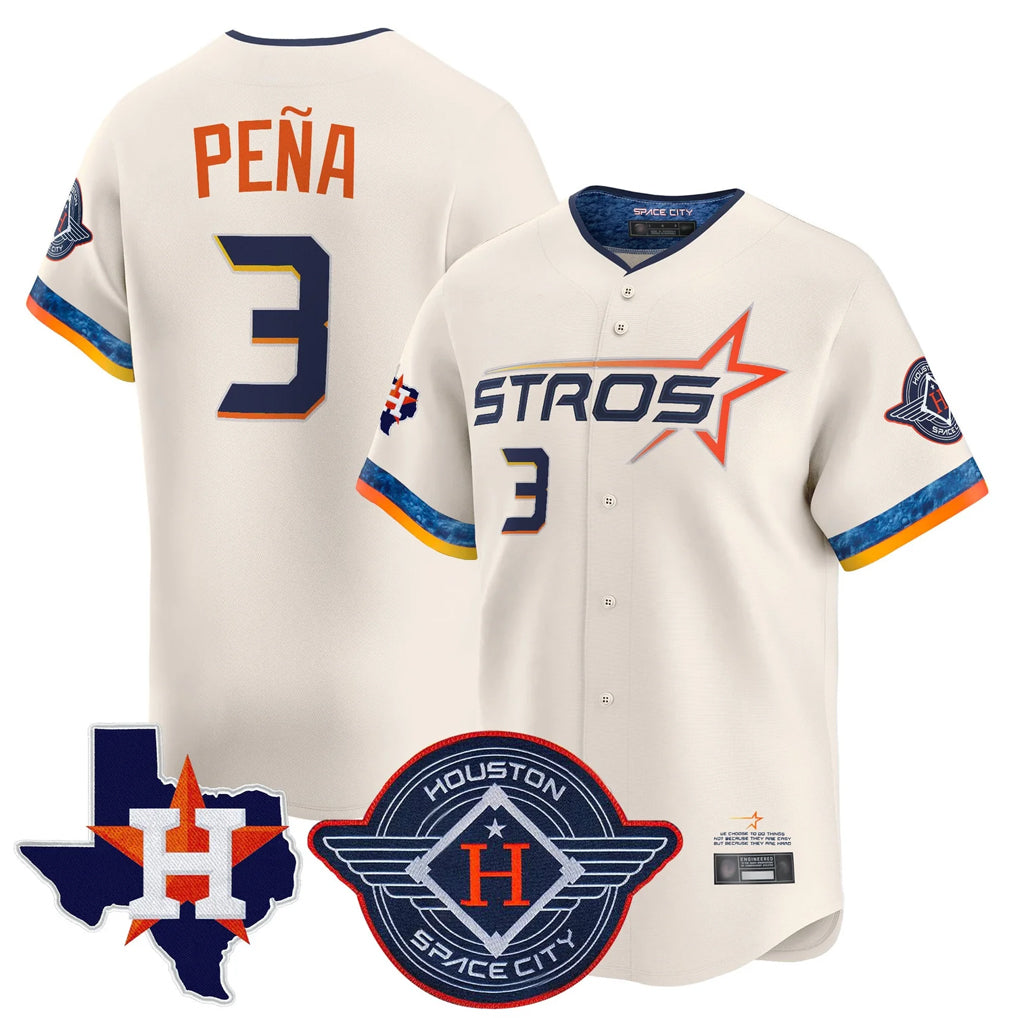 H.Astros #3 Jeremy Pena Player Cream City Connect Texas Patch Vapor Premier Limited Home Gdoa Stitched Jerseys