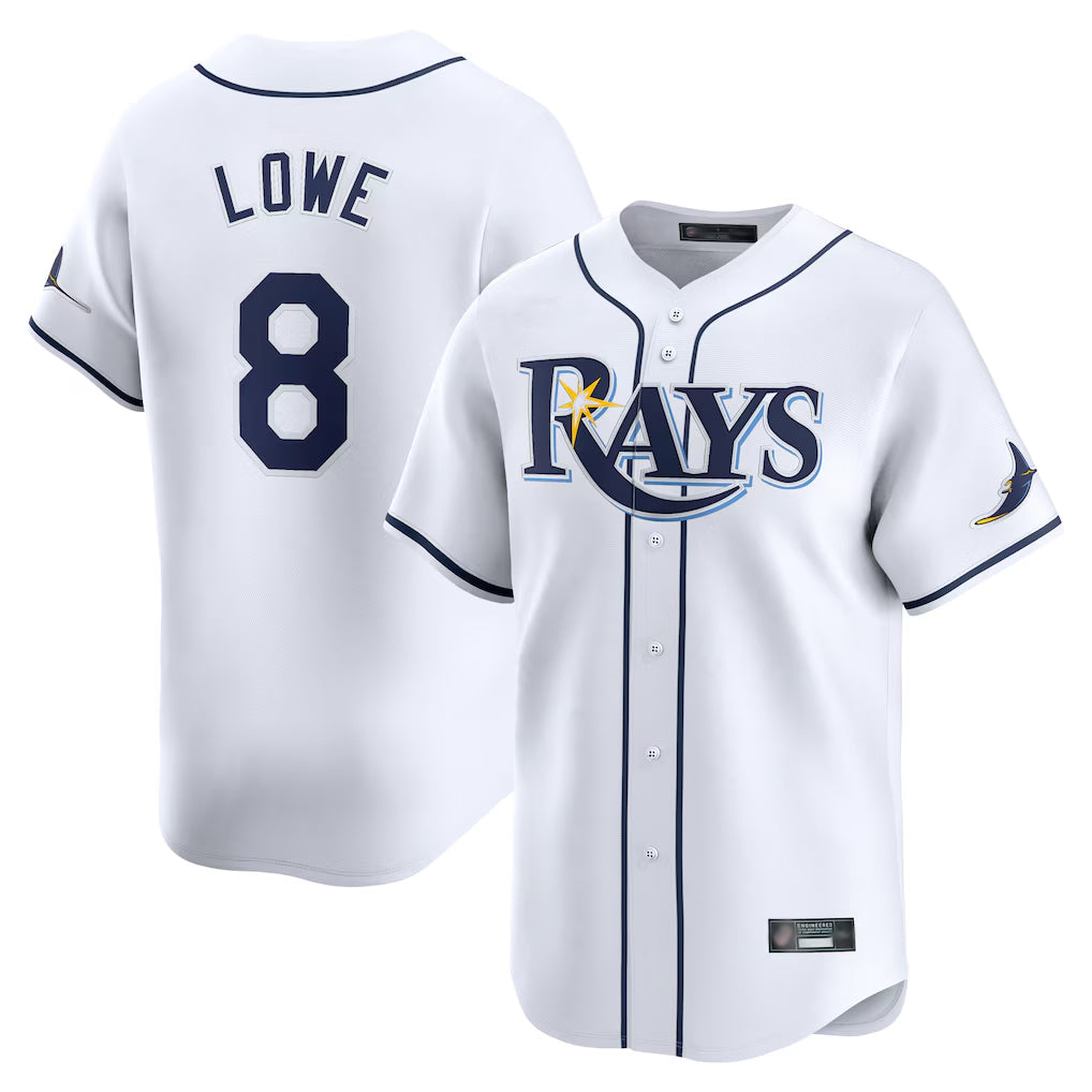 T.Bay Rays #8 Brandon Lowe Player White Home Limited Stitched Jerseys