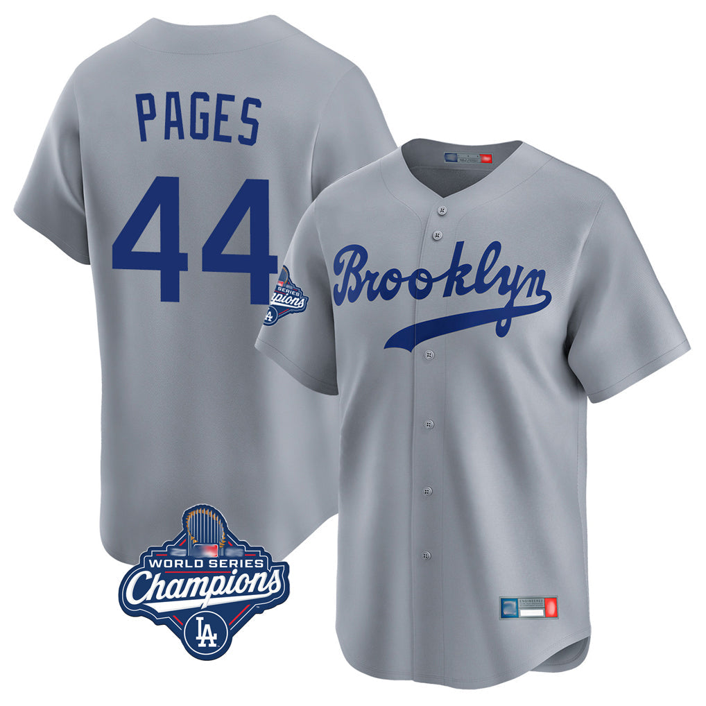 LA.Dodgers #44 Andy Pages Player Gray World Series Meet Game Limited Home Gdoa Stitched Jerseys