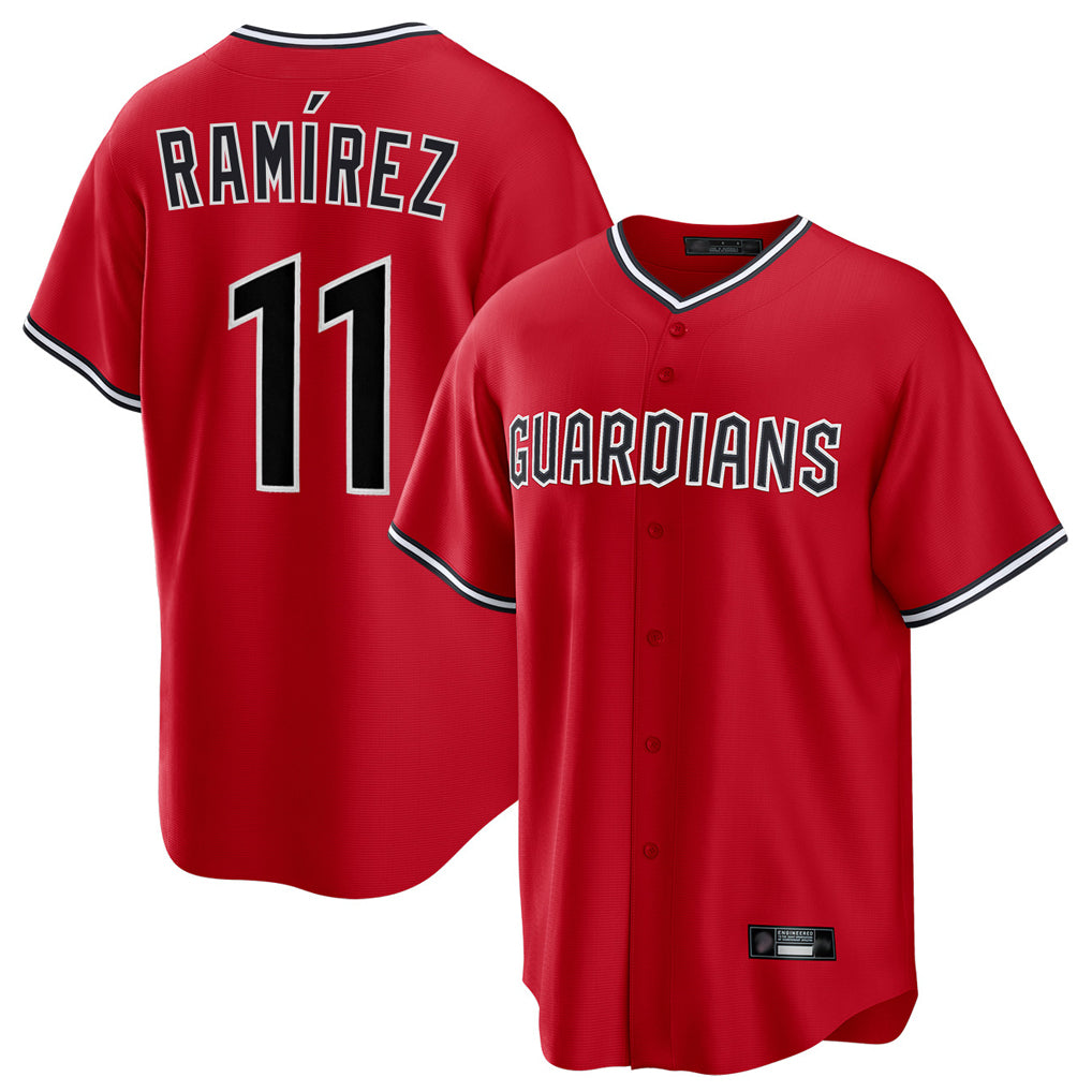 C.Guardians #11 Jose Ramirez Player Red Home Game Gdoa Stitched Jerseys
