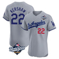 LA.Dodgers #22 Clayton Kershaw Player Gray World Series Limited Elite Home Gdoa Stitched Jerseys