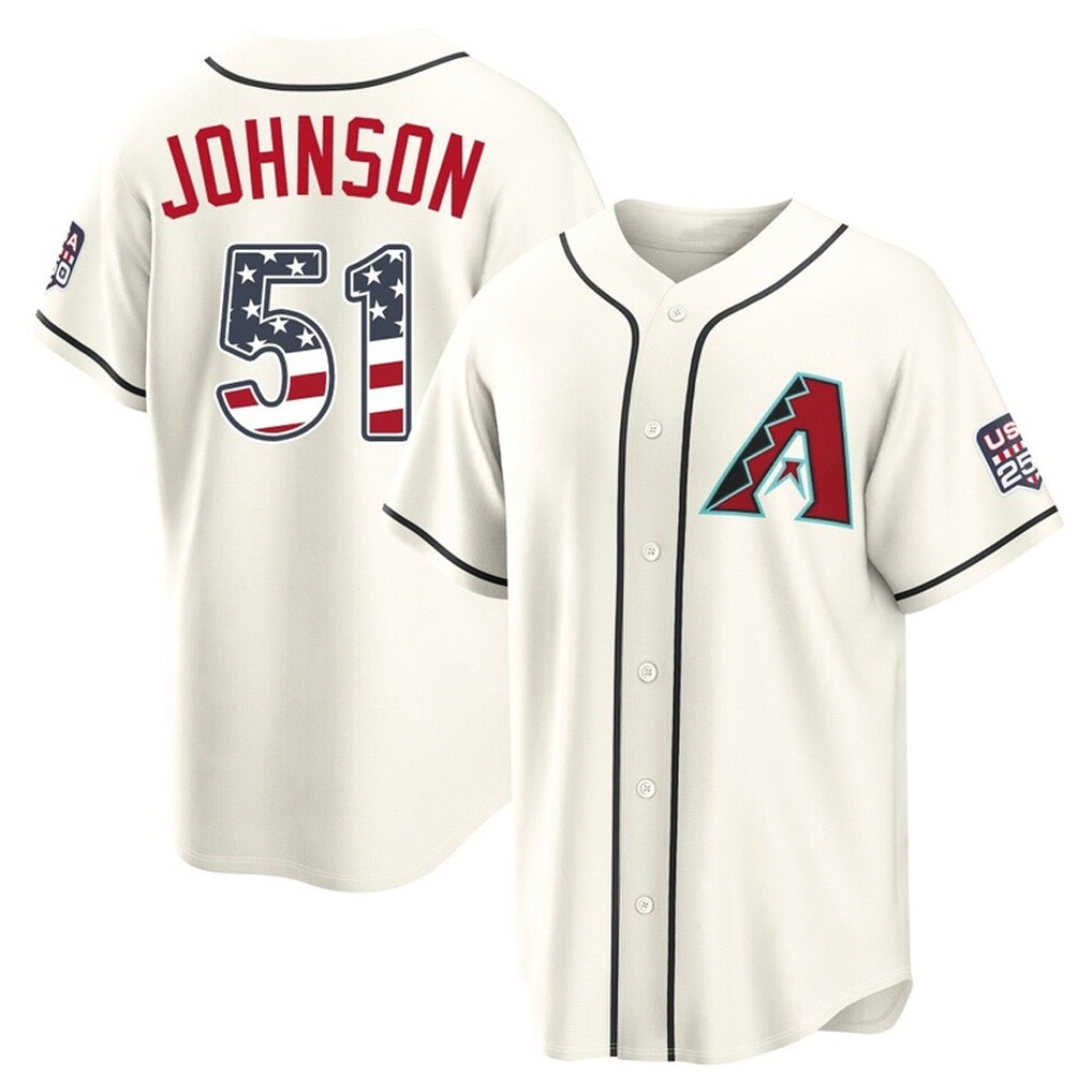 A.Diamondbacks #51 Randy Johnson Player Cream USA 250 Fourth of July Home Game Gdoa250Ys Stitched Jerseys