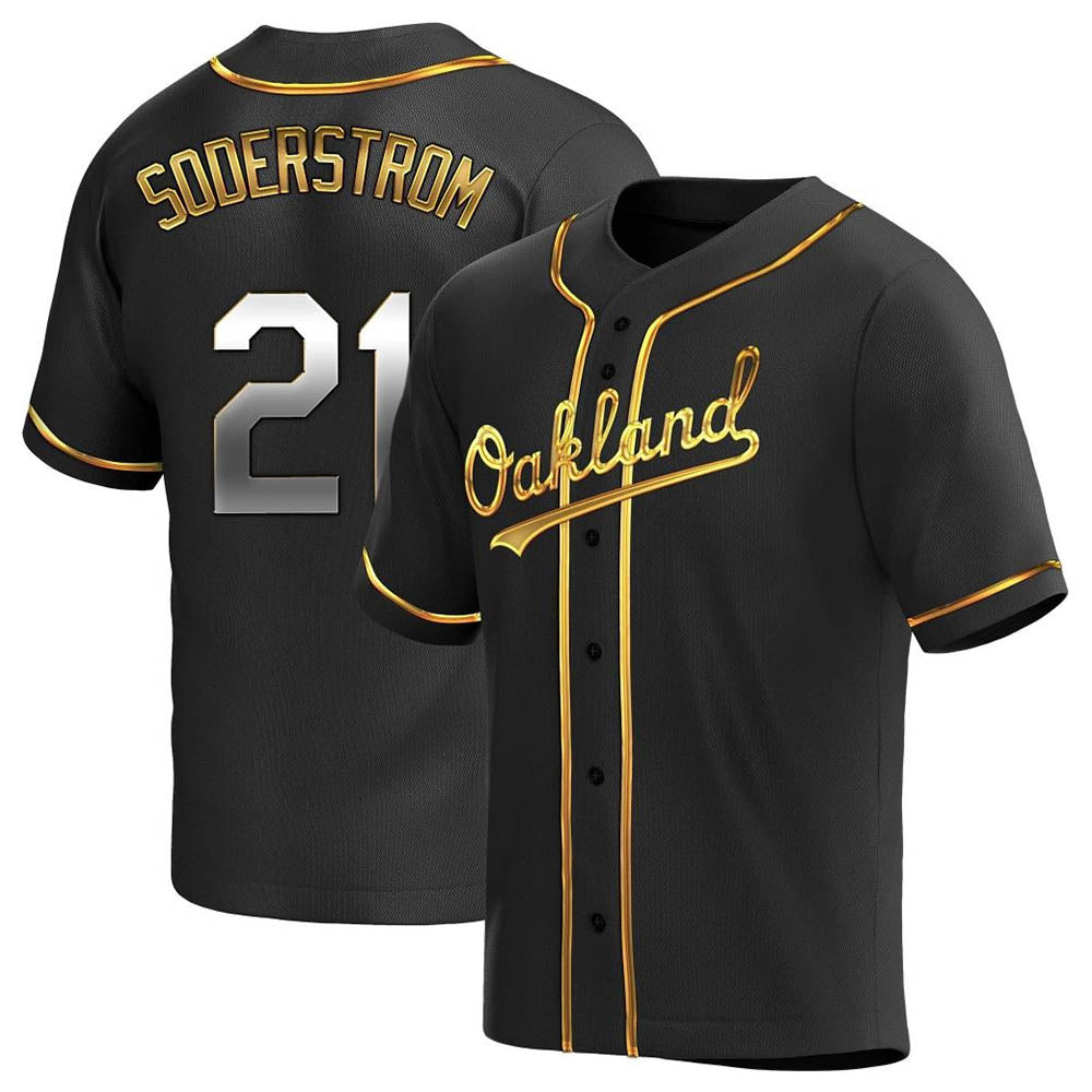 Athletics #21 Tyler Soderstrom player Black Golden Replica Alternate Stitched Jersey