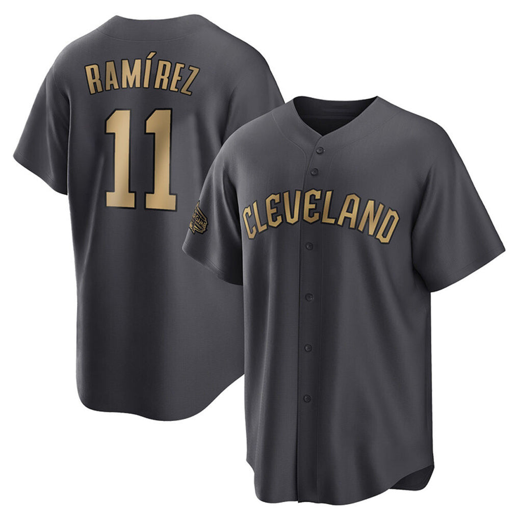 C.Guardians #11 Jose Ramirez Player Charcoal All-Star Limited Home Gdoa Stitched Jerseys