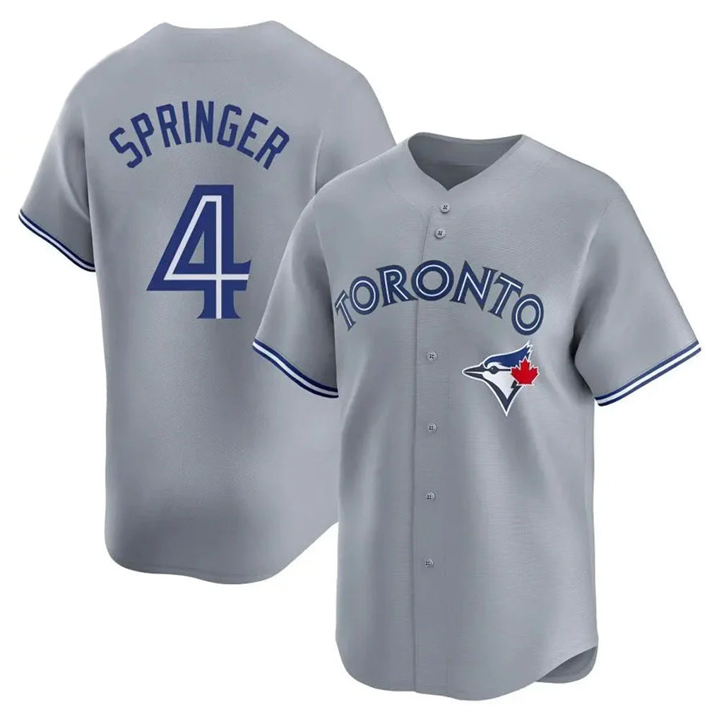 T.Blue Jays #4 George Springer Player Gray Home Limited Stitched Jerseys