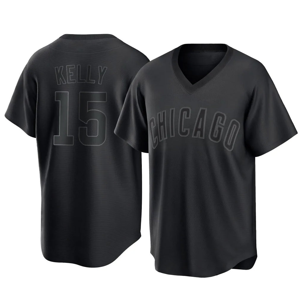C.Cubs #15 Carson Kelly Player Black T-shirt Home Game Gdoa Stitched Jerseys