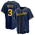 M.Brewers #3 Joey Ortiz Player Navy Home Game Gdoa Stitched Jerseys