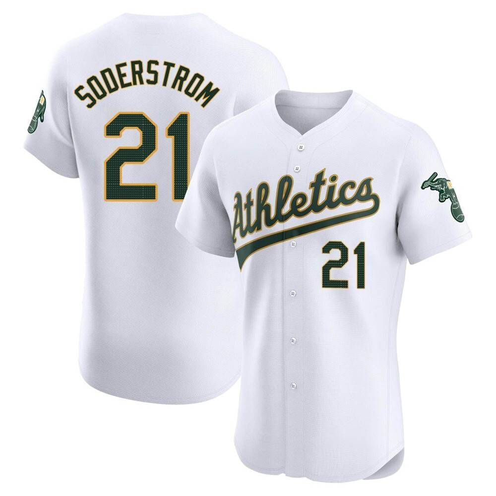 Athletics #21 Tyler Soderstrom player White Elite Home Stitched Jersey