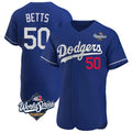 LA.Dodgers #50 Mookie Betts Player Royal World Series Limited Elite Home Gdoa Stitched Jerseys