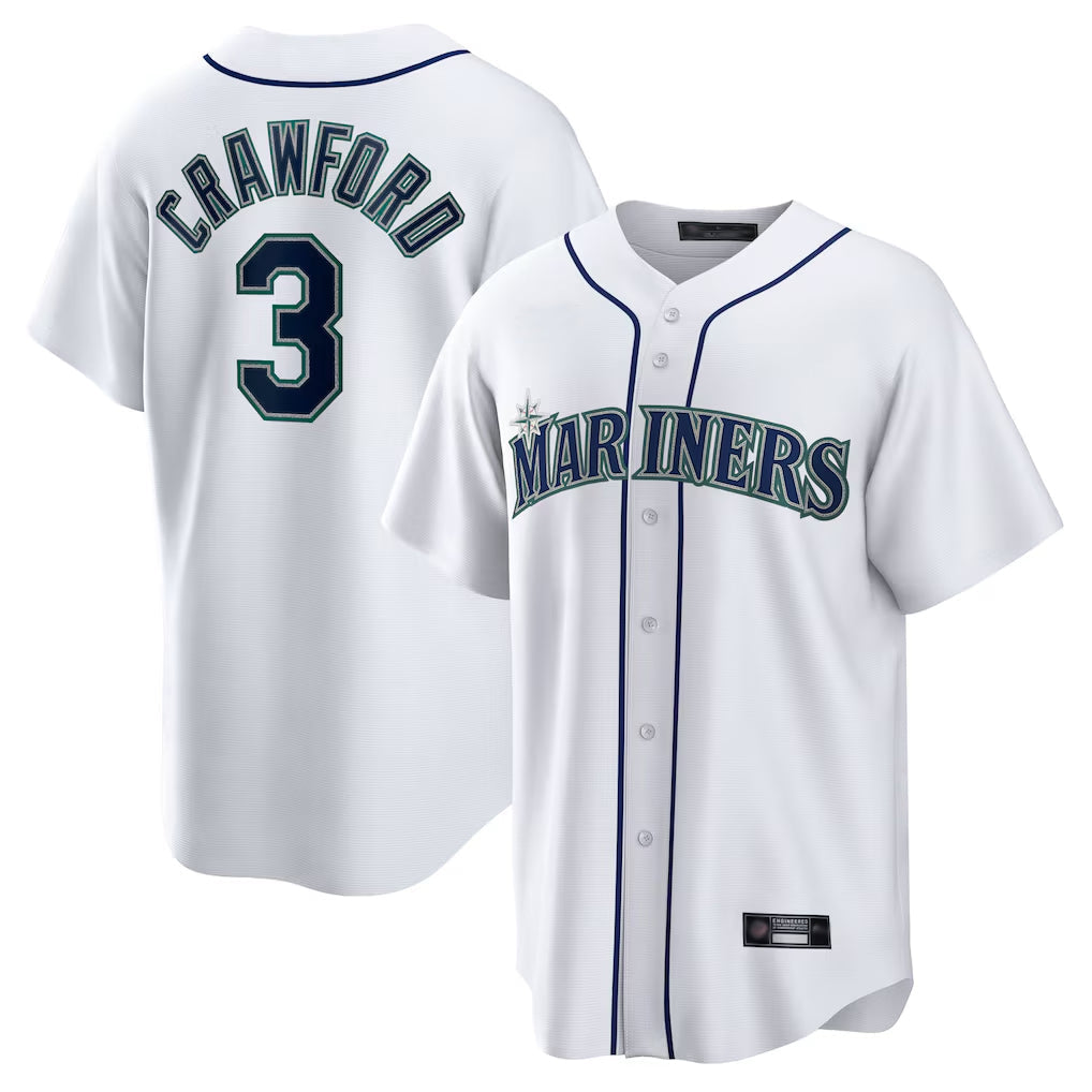 S.Mariners #3 J.P. Crawford Player White Home Game Stitched Jerseys