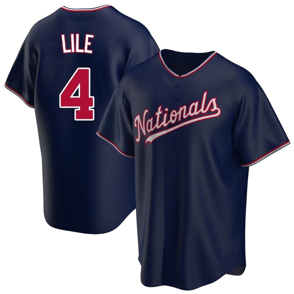 W.Nationals #4 Daylen Lile Player Navy Replica Game Gdoa Stitched Jerseys
