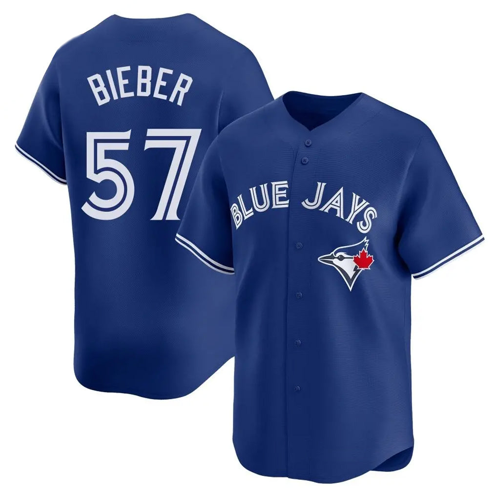 T.Blue Jays #57 Shane Bieber Player Royal Home Gdoa Stitched Jerseys