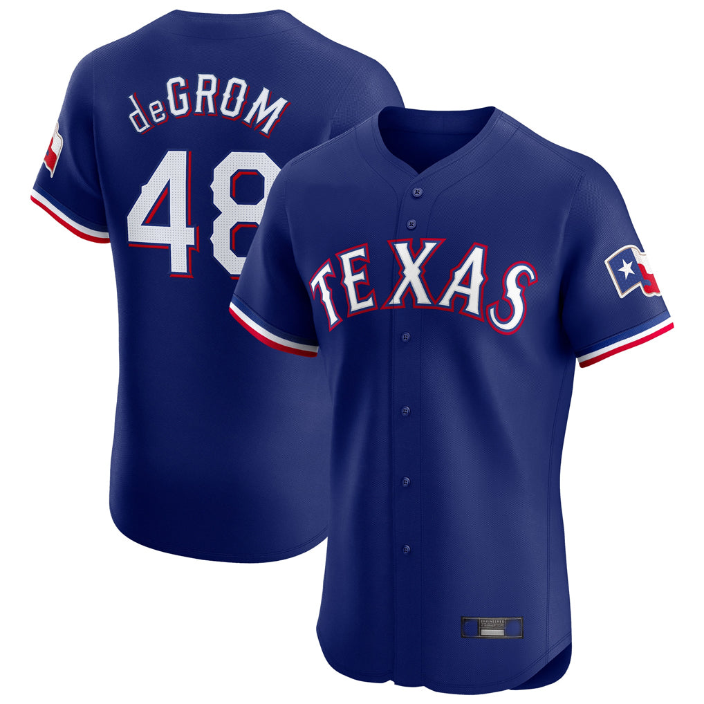 T.Rangers #48 Jacob deGrom Player Royal Elite Home Limited Gdoa Stitched Jerseys