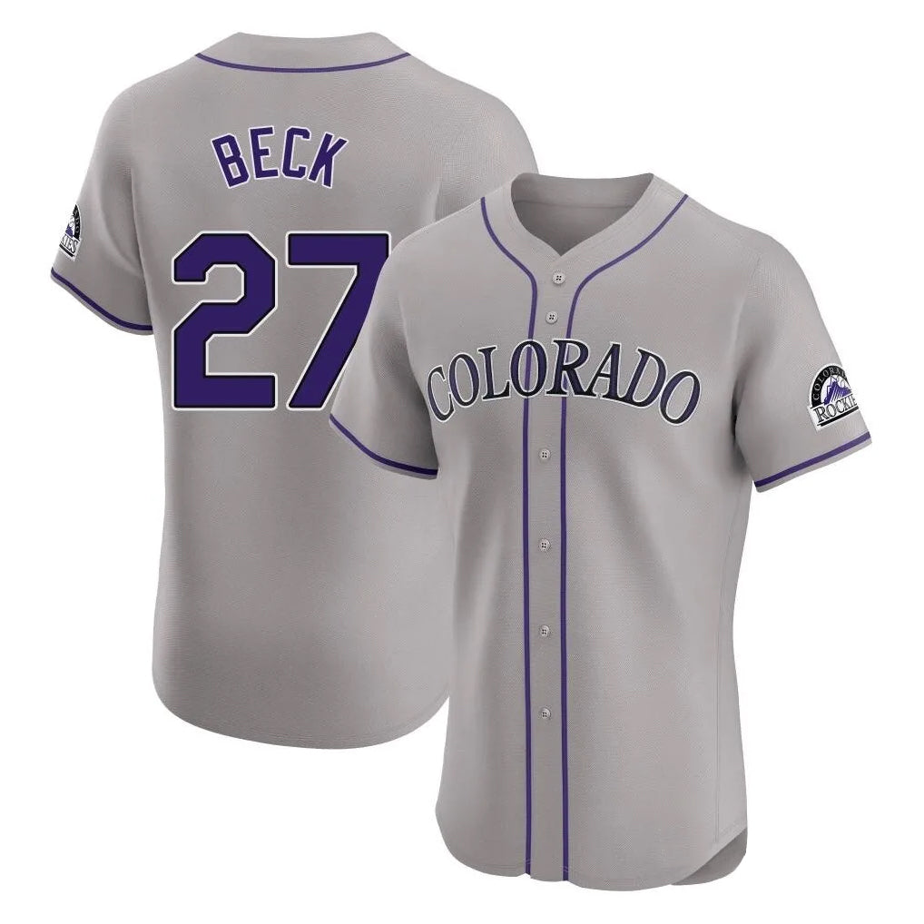 C.Rockies #27 Jordan Beck Player Gray Limited Elite Home Gdoa Stitched Jerseys