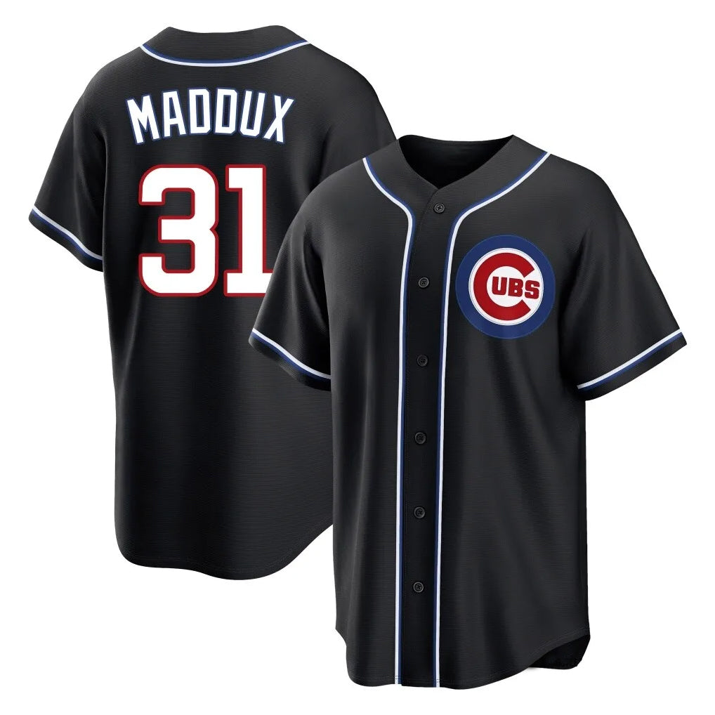 C.Cubs #31 Greg Maddux Player Black Fashion Out Game Gdoa Stitched Jerseys