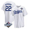 LA.Dodgers #22 Clayton Kershaw Player White World Series Game Home Gdoa Stitched Jerseys
