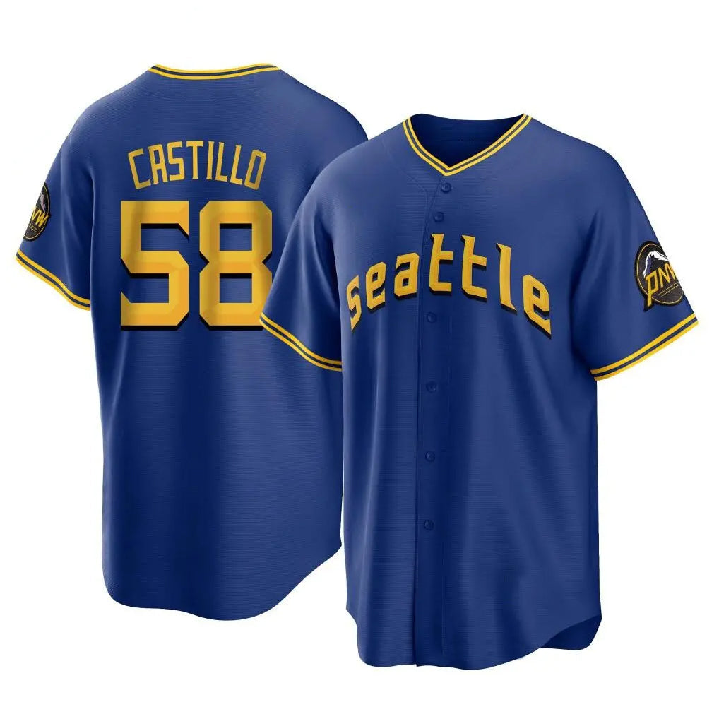 S.Mariners #58 Luis Castillo Player Royal City Connect Home Game Stitched Jerseys