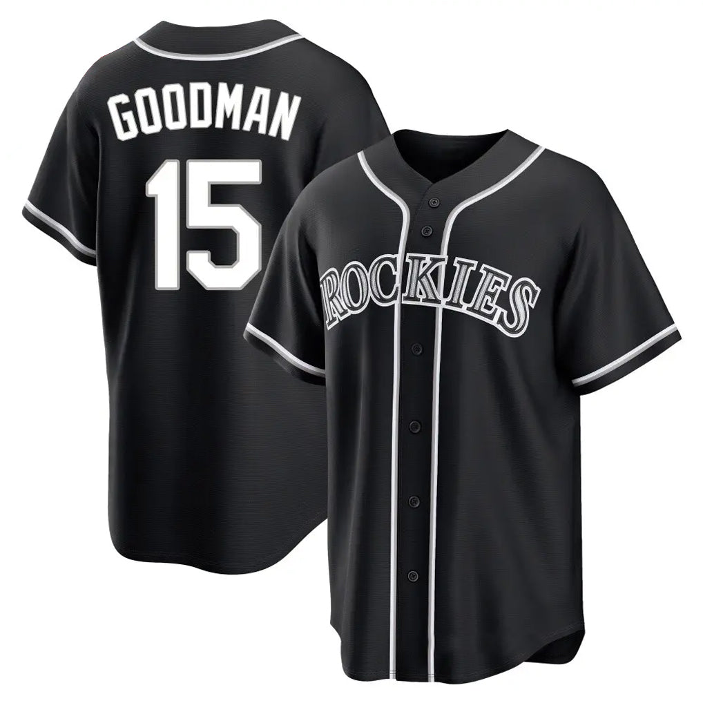 C.Rockies #15 Hunter Goodman Player Black Fashion Out Home Game Gdoa Stitched Jerseys