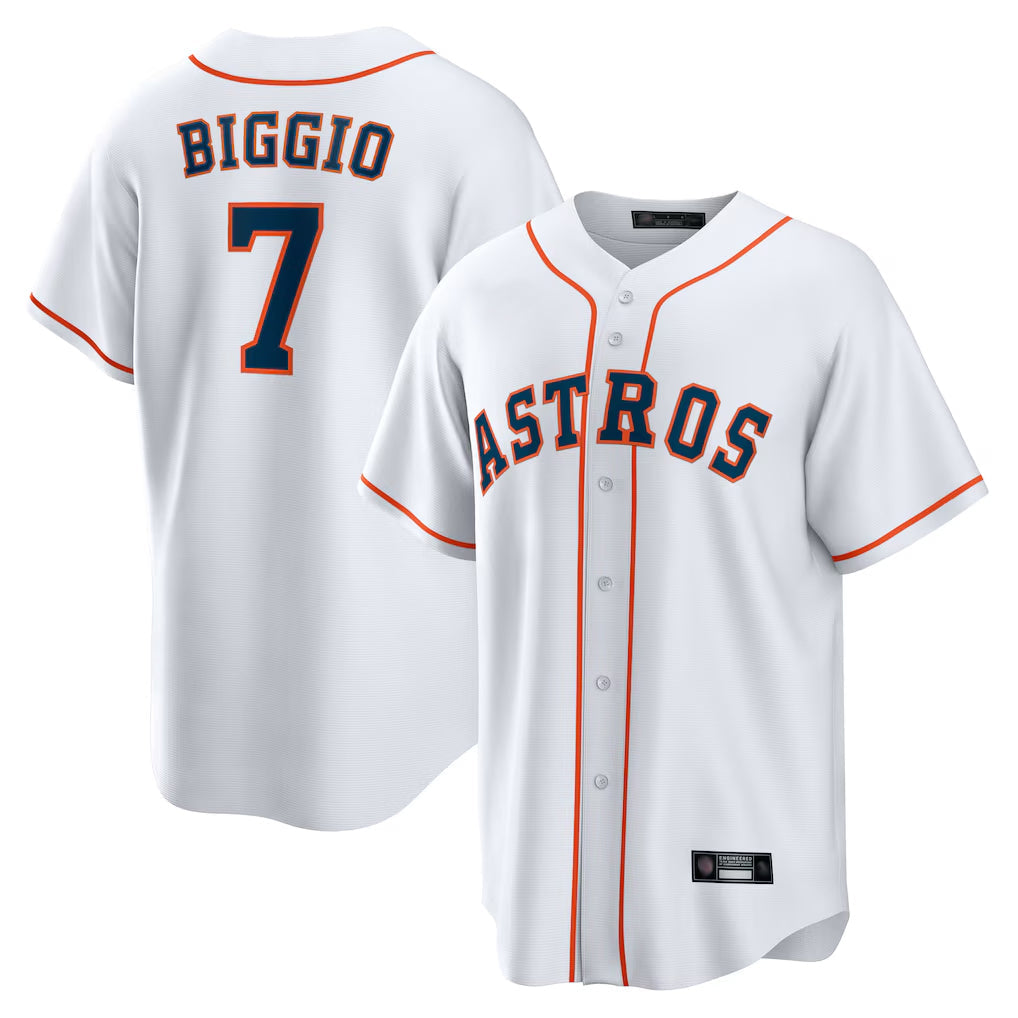 H.Astros #7 Craig Biggio Player White Home Game Gdoa Stitched Jerseys