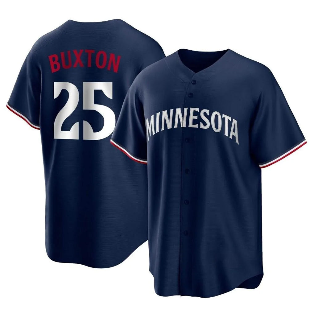 M.Twins #25 Byron Buxton Player Navy Replica Alternate Home Gdoa Stitched Jerseys