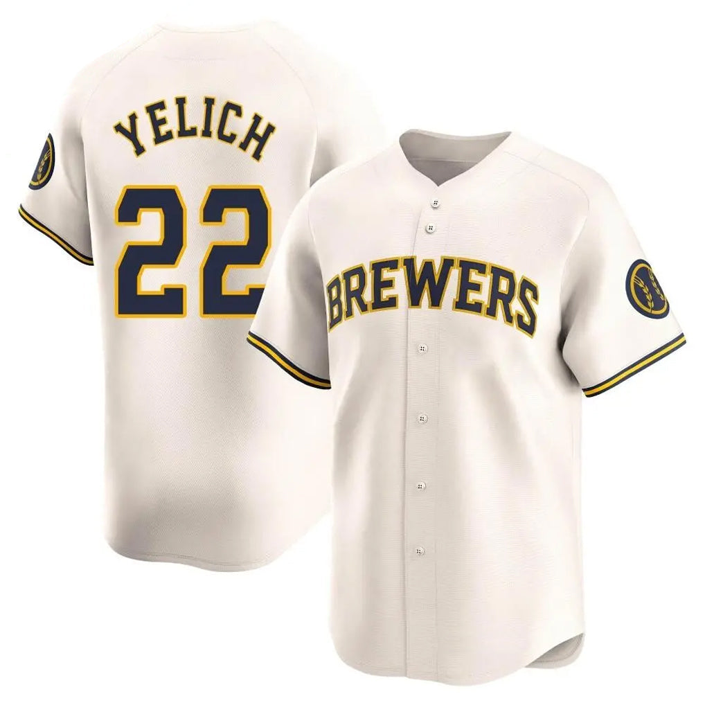 M.Brewers #22 Christian Yelich Player Cream Home Limited Game Gdoa Stitched Jerseys